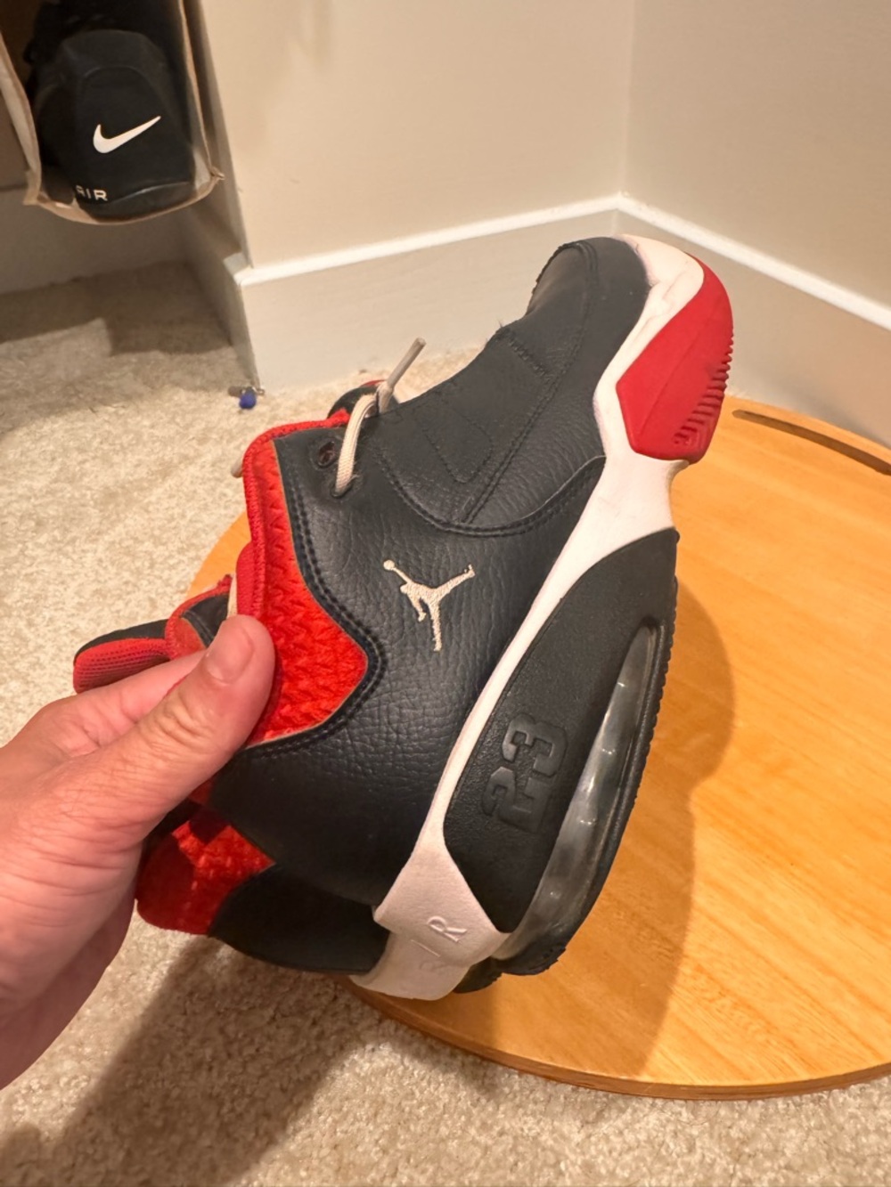 Jordan Black and Red Low-Top Basketball Sneaker